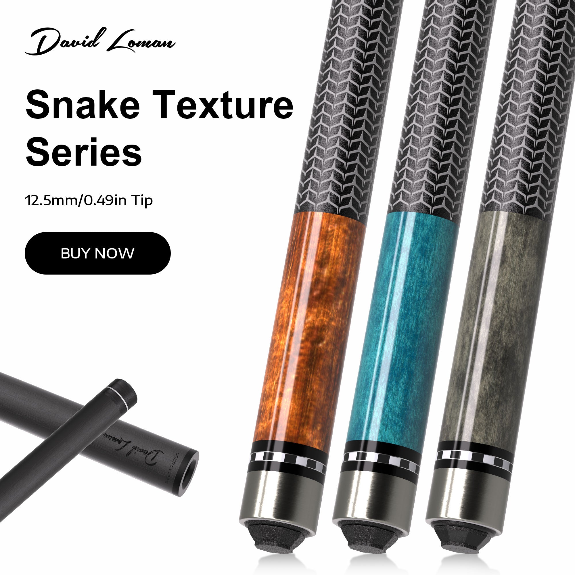 DAVID LOMAN High quality products designed with advanced snake pattern series carbon fiber pool cue