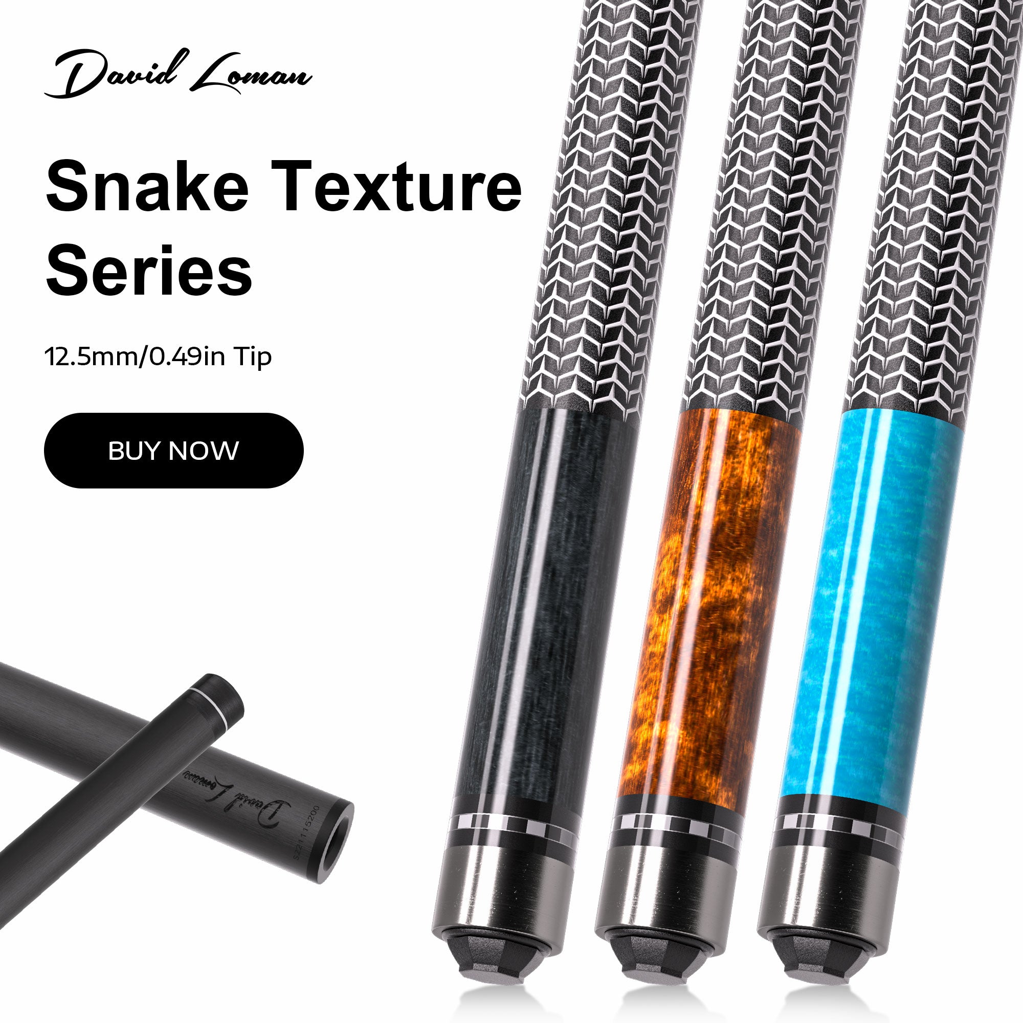 DAVID LOMAN High quality products designed with advanced snake pattern series carbon fiber pool cue