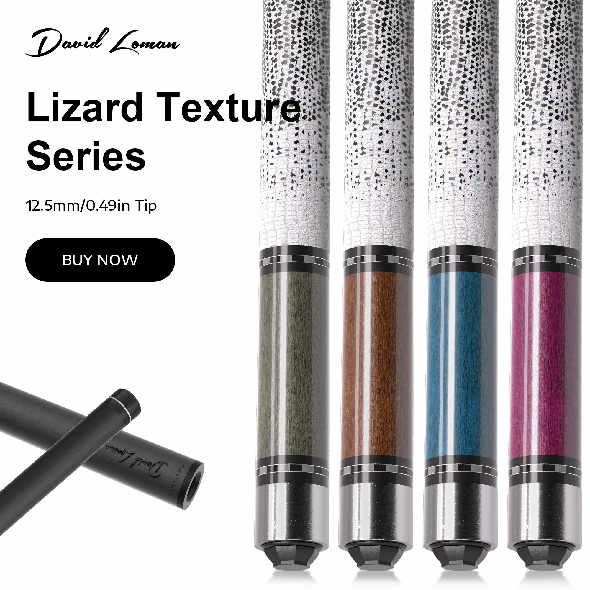 DAVID LOMAN Bird eyed lizard pattern carbon fiber pool cue 58" Black Carbon Billiard Pool Cue Stick Black technology
