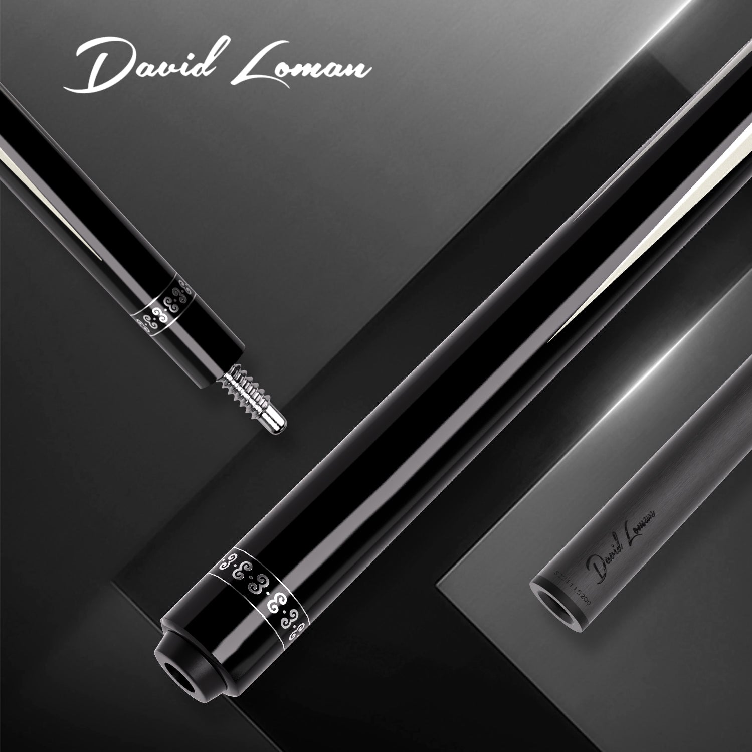 DAVID LOMAN Carbon Fiber Pool Cue 58 inches ,3/8 * 8-Pin Joint 11.5mm、12.5mm，19oz/19.5oz