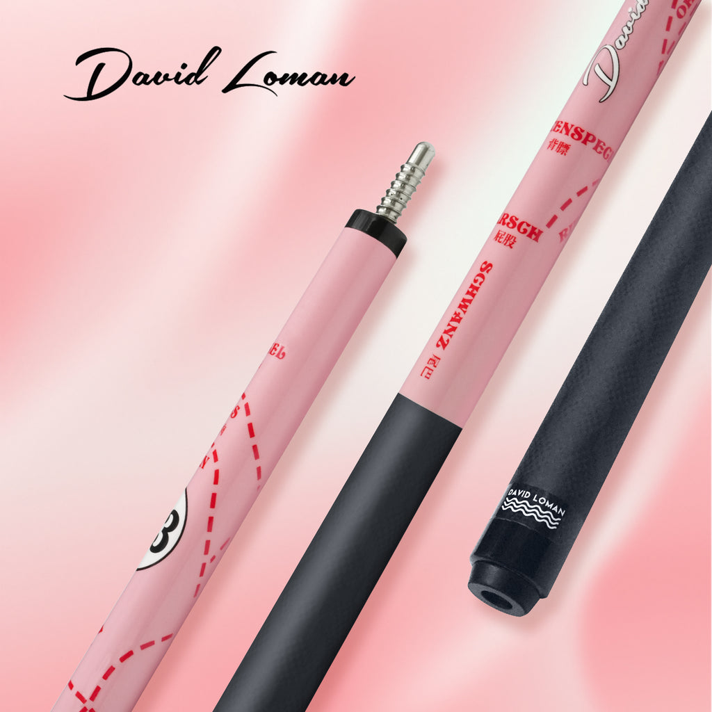 David Loman Carbon fiber billiard cue stick, Professional billiard cue,100% Carbon fiber ,3/8*8 Joint ,pink pig