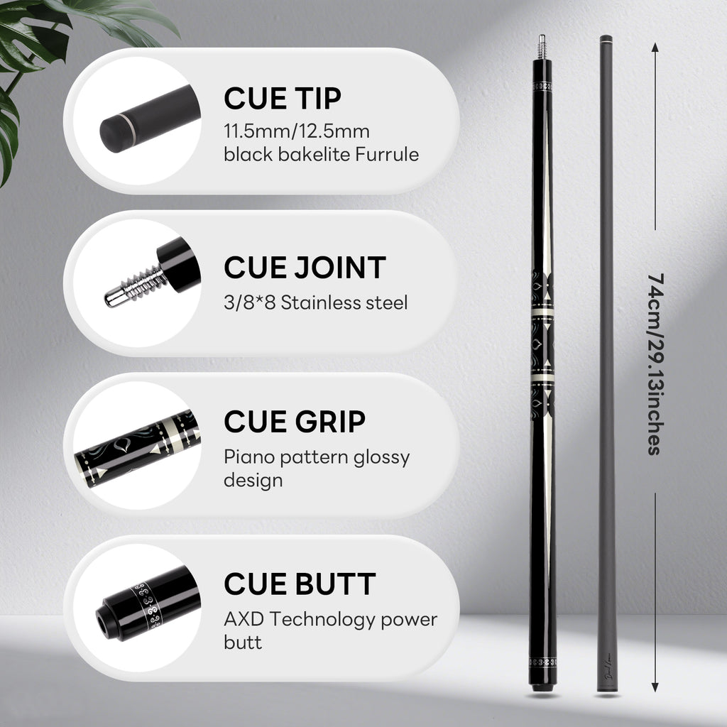 DAVID LOMAN Carbon Fiber Pool Cue 58 inches ,3/8 * 8-Pin Joint 11.5mm、12.5mm，19oz/19.5oz