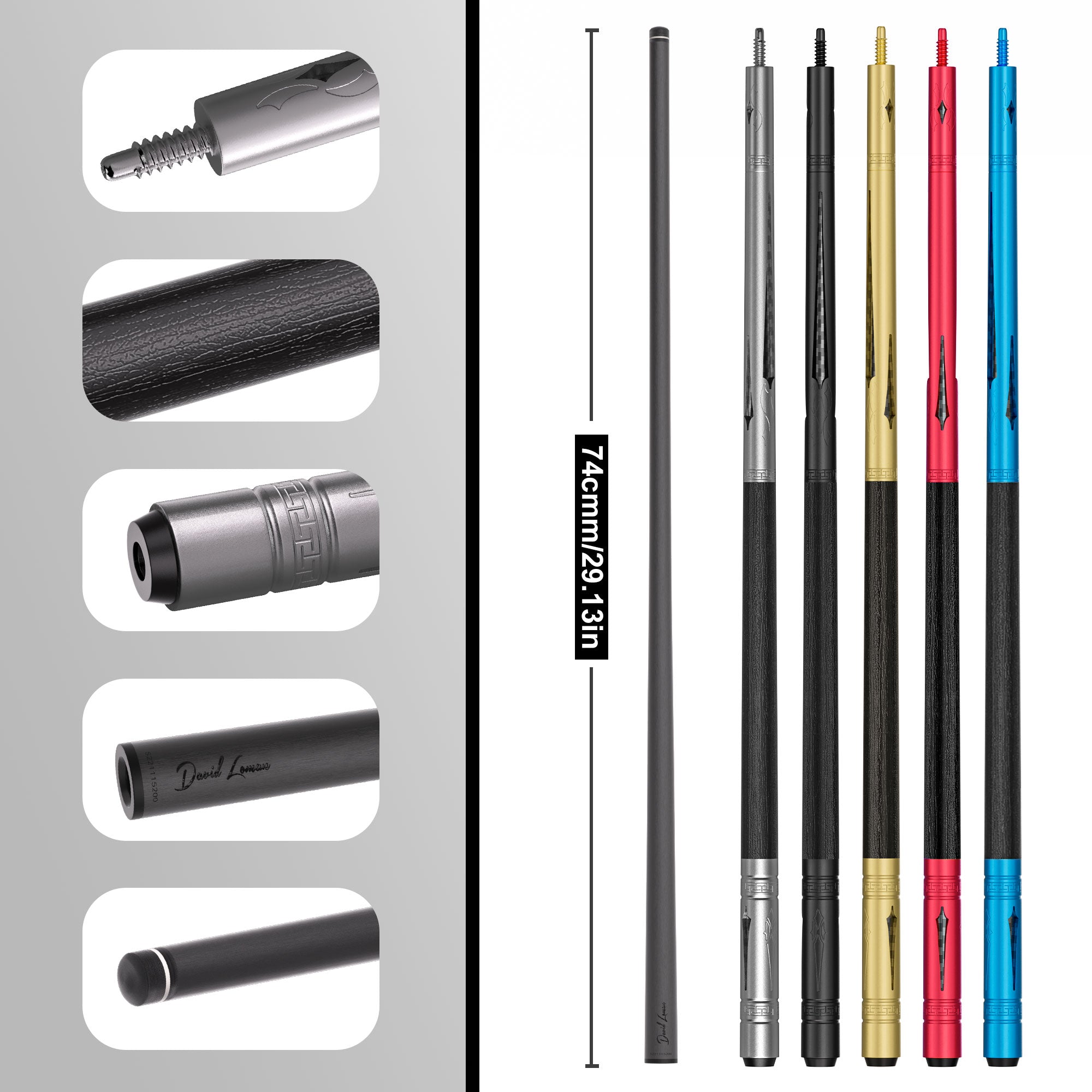 David Loman Aluminum alloy butt with carbon fiber cue shaft brand-new design billiard cue