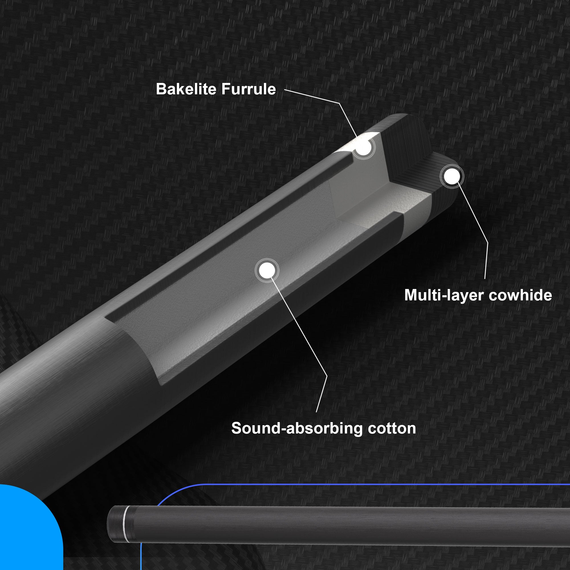 DAVID LOMAN Bird eyed lizard pattern carbon fiber pool cue 58" Black Carbon Billiard Pool Cue Stick Black technology