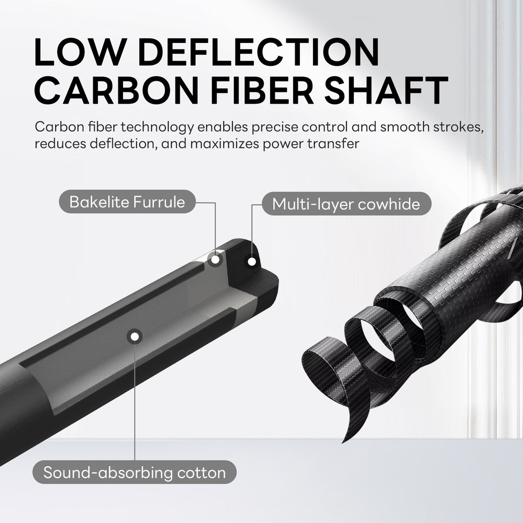 DAVID LOMAN Carbon Fiber Pool Cue 58 inches ,3/8 * 8-Pin Joint 11.5mm、12.5mm，19oz/19.5oz