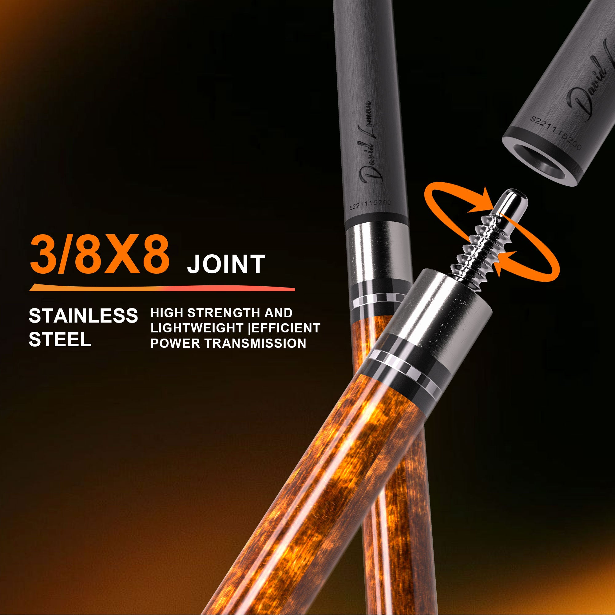 DAVID LOMAN High quality products designed with advanced snake pattern series carbon fiber pool cue