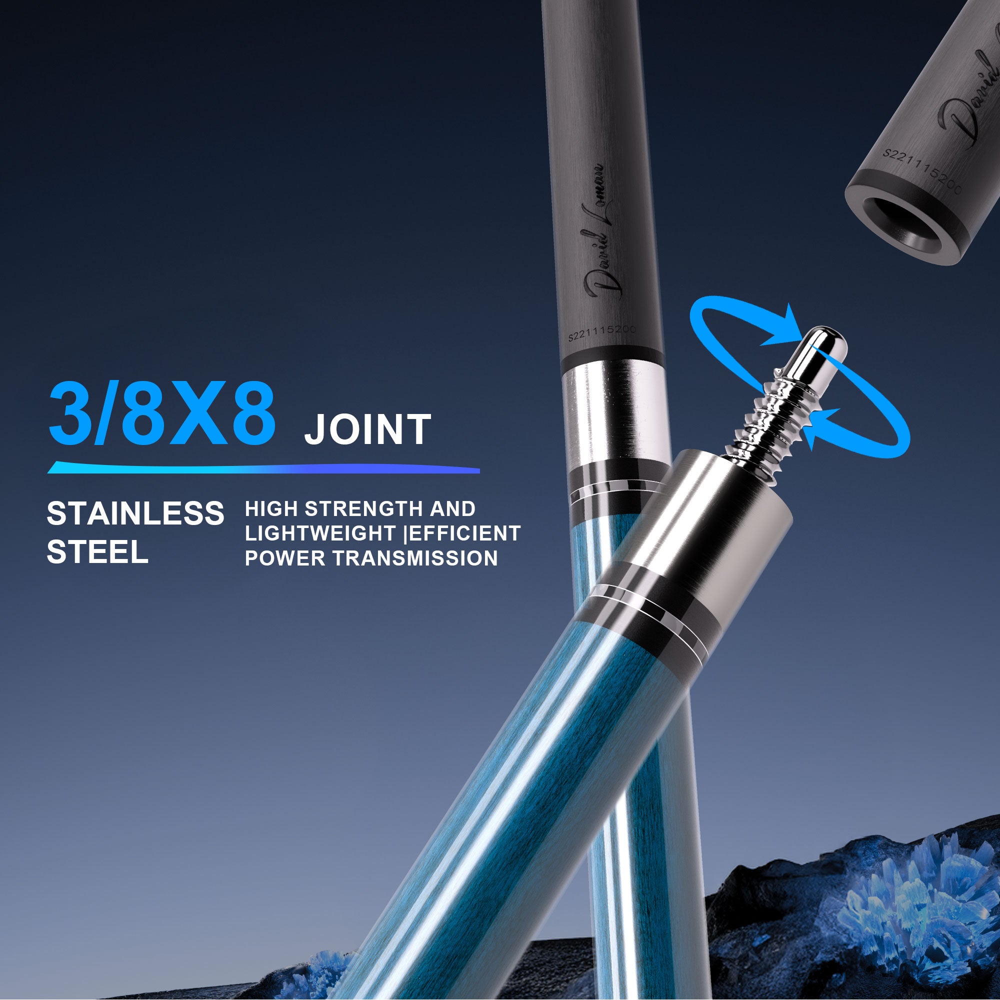 DAVID LOMAN Bird eyed lizard pattern carbon fiber pool cue 58" Black Carbon Billiard Pool Cue Stick Black technology