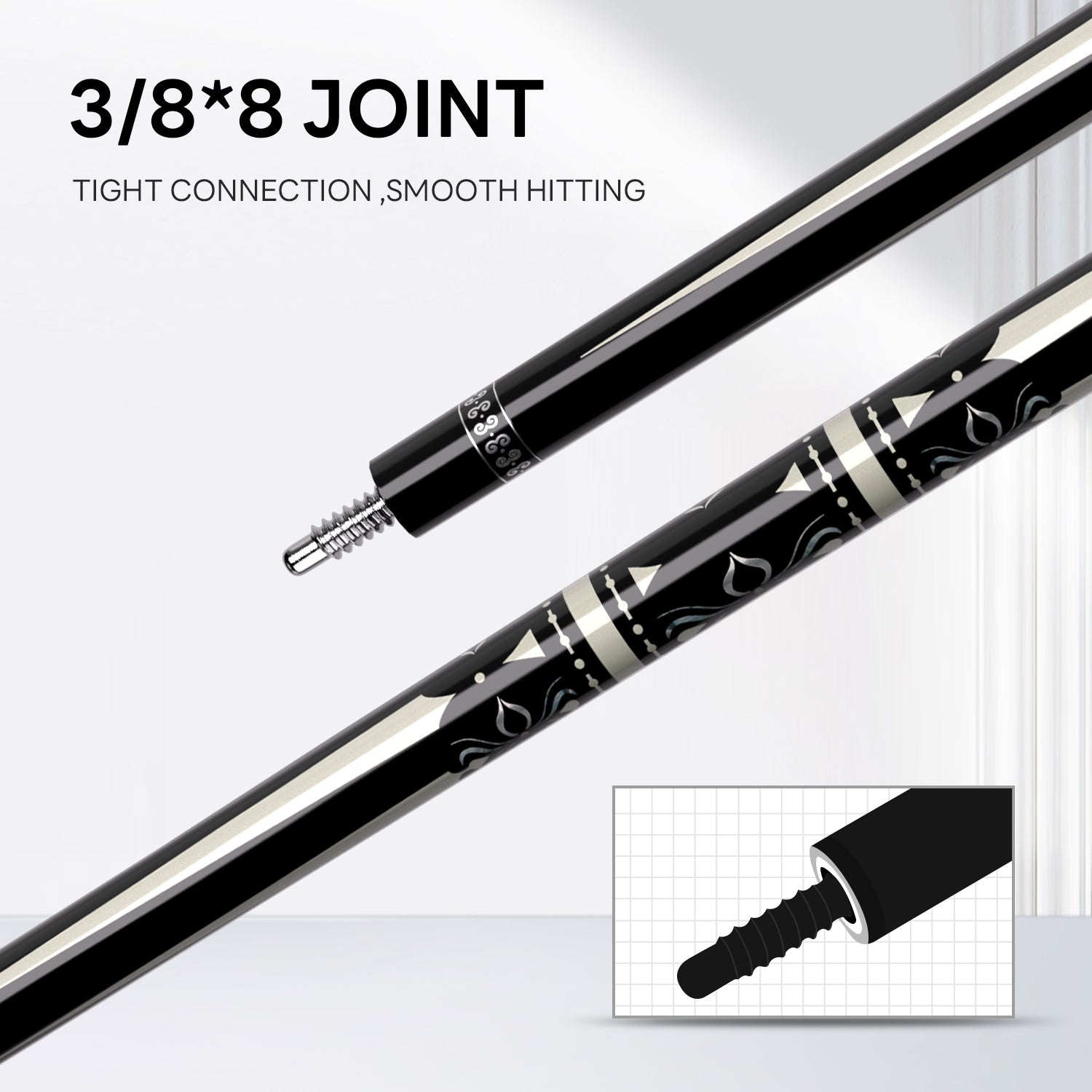 DAVID LOMAN Carbon Fiber Pool Cue 58 inches ,3/8 * 8-Pin Joint 11.5mm、12.5mm，19oz/19.5oz