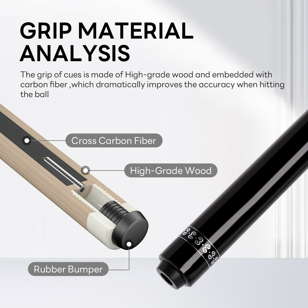 DAVID LOMAN Carbon Fiber Pool Cue 58 inches ,3/8 * 8-Pin Joint 11.5mm、12.5mm，19oz/19.5oz