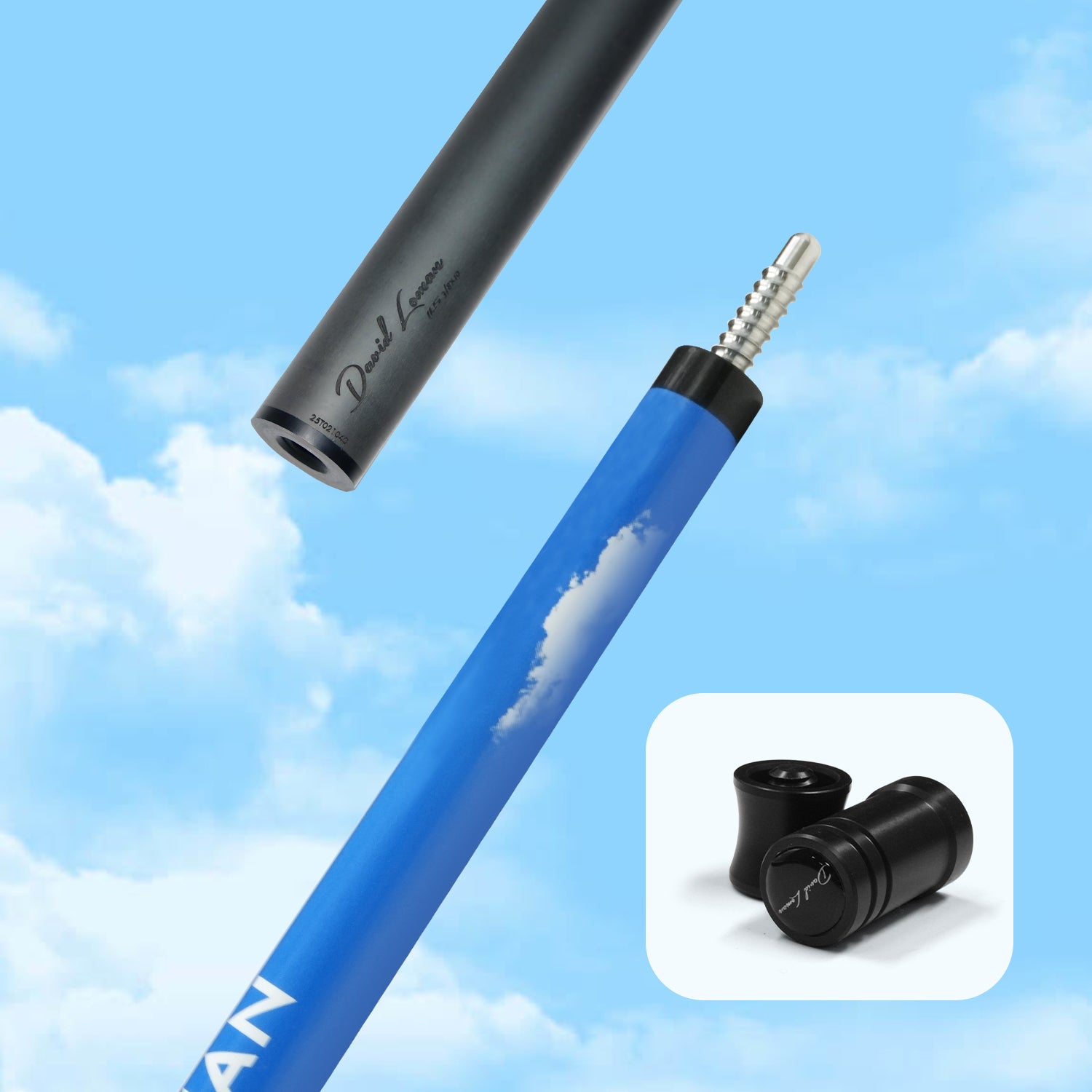 David Loman Carbon fiber billiard cue stick, Professional billiard cue,100% Carbon fiber ,bule sky