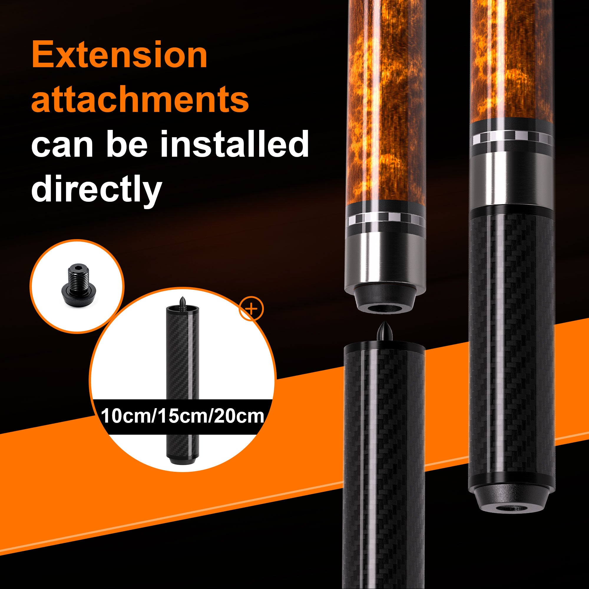 DAVID LOMAN High quality products designed with advanced snake pattern series carbon fiber pool cue