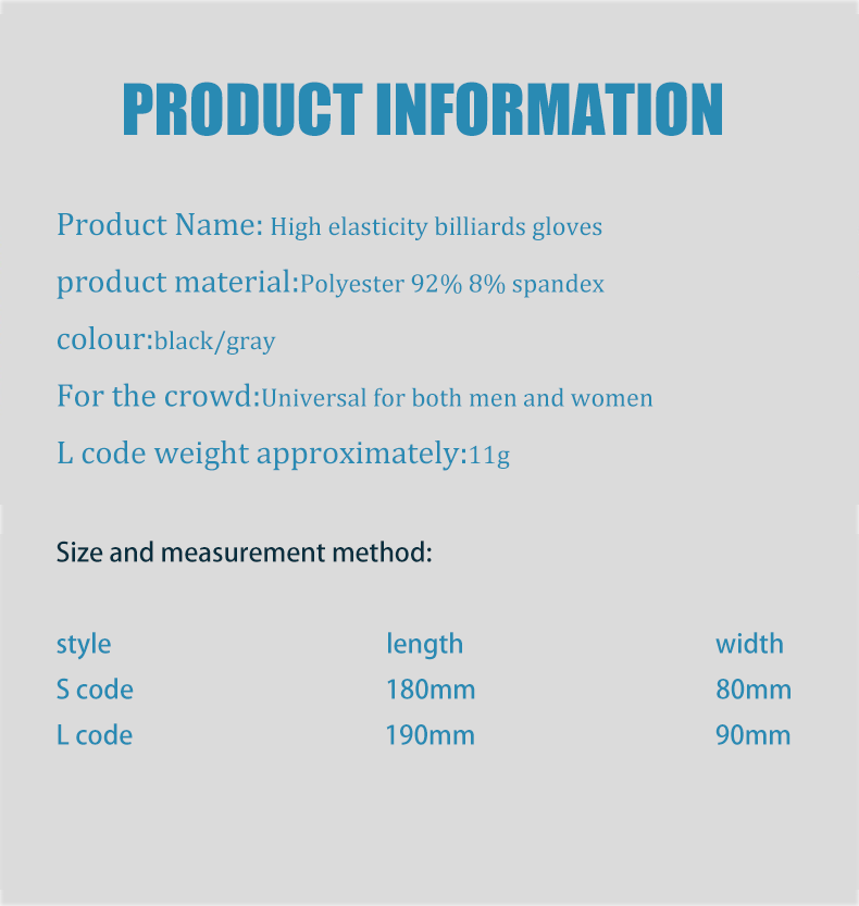 Professional billiards cue gloves Anti slip sweat absorbing breathable pool cue gloves