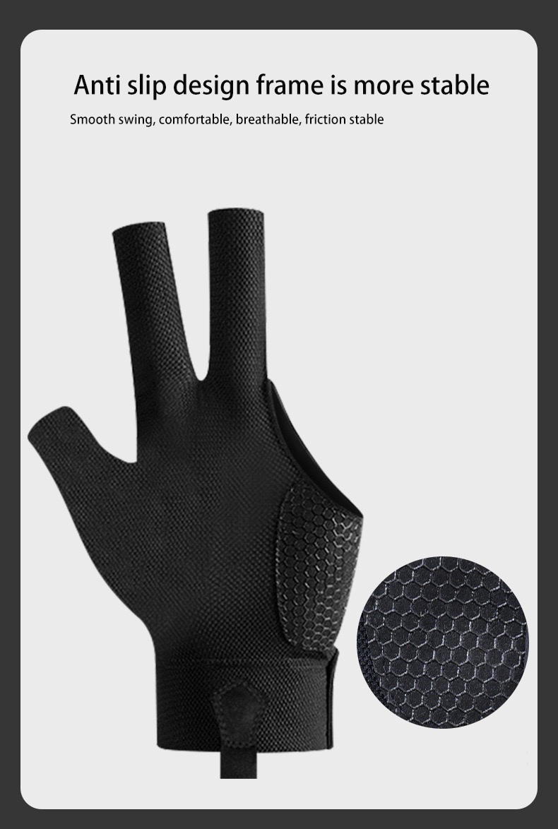 Professional billiards cue gloves Anti slip sweat absorbing breathable pool cue gloves