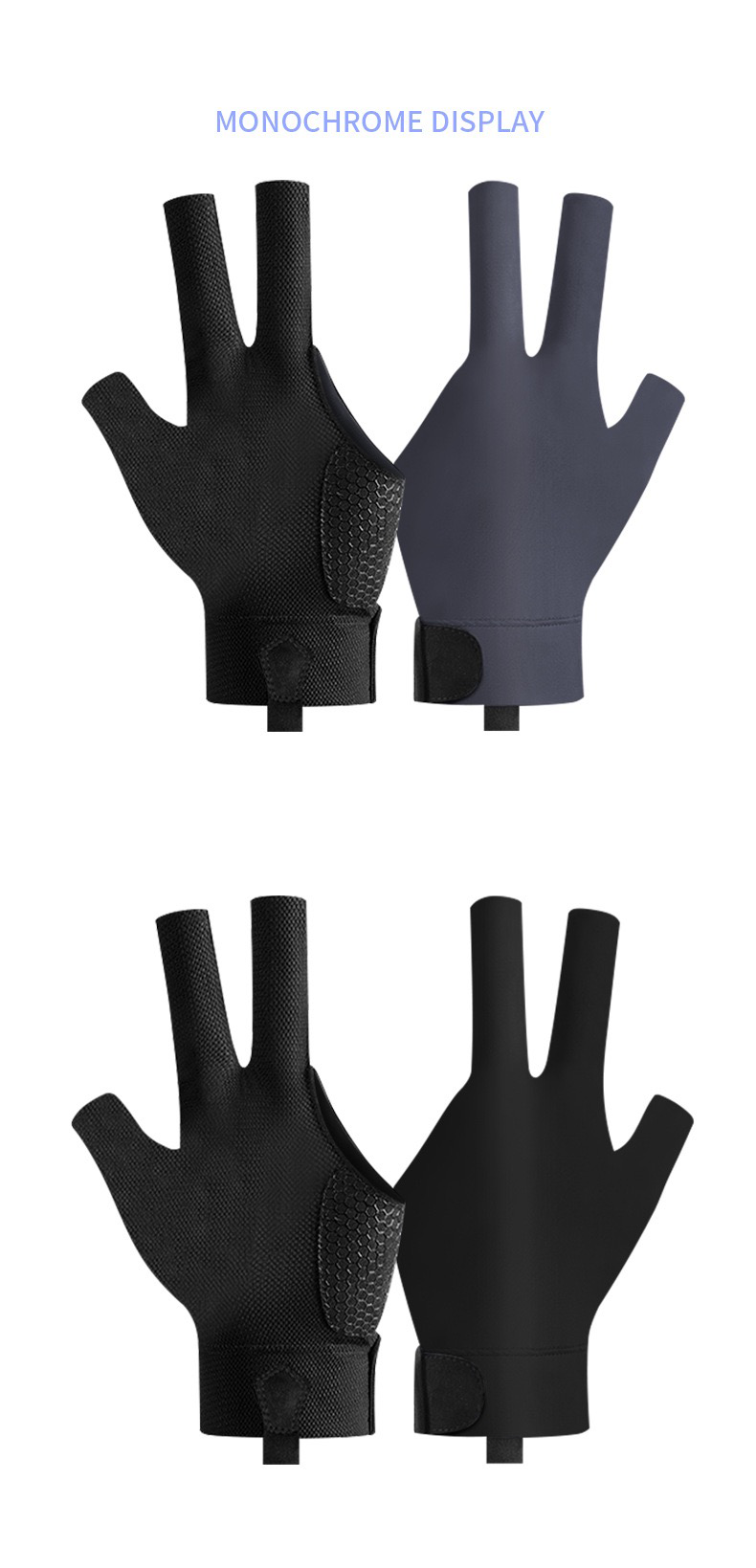 Professional billiards cue gloves Anti slip sweat absorbing breathable pool cue gloves