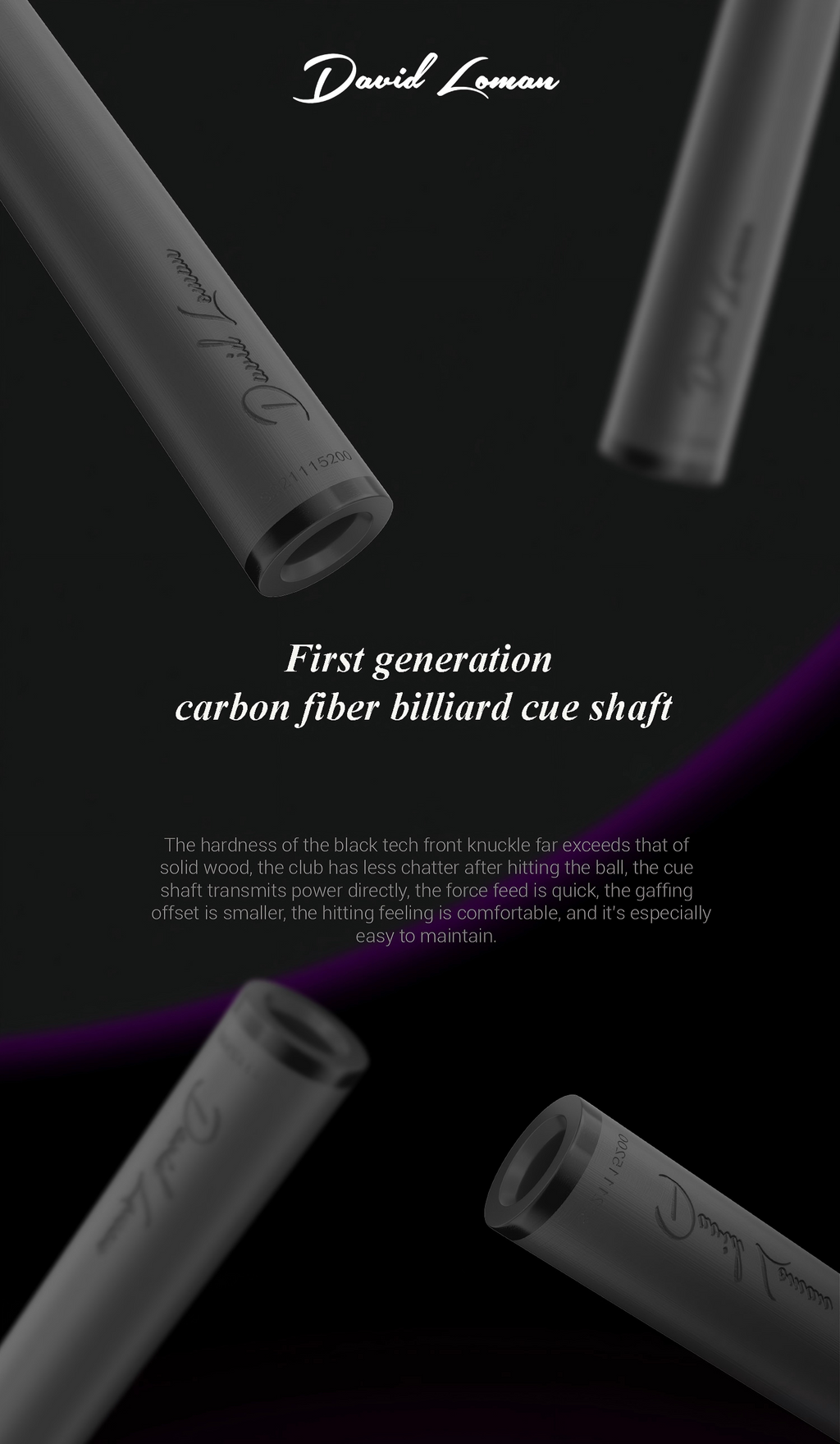 David Loman First-generation version Play/Hit cue Shaft Carbon Fiber Pool Cue Shaft