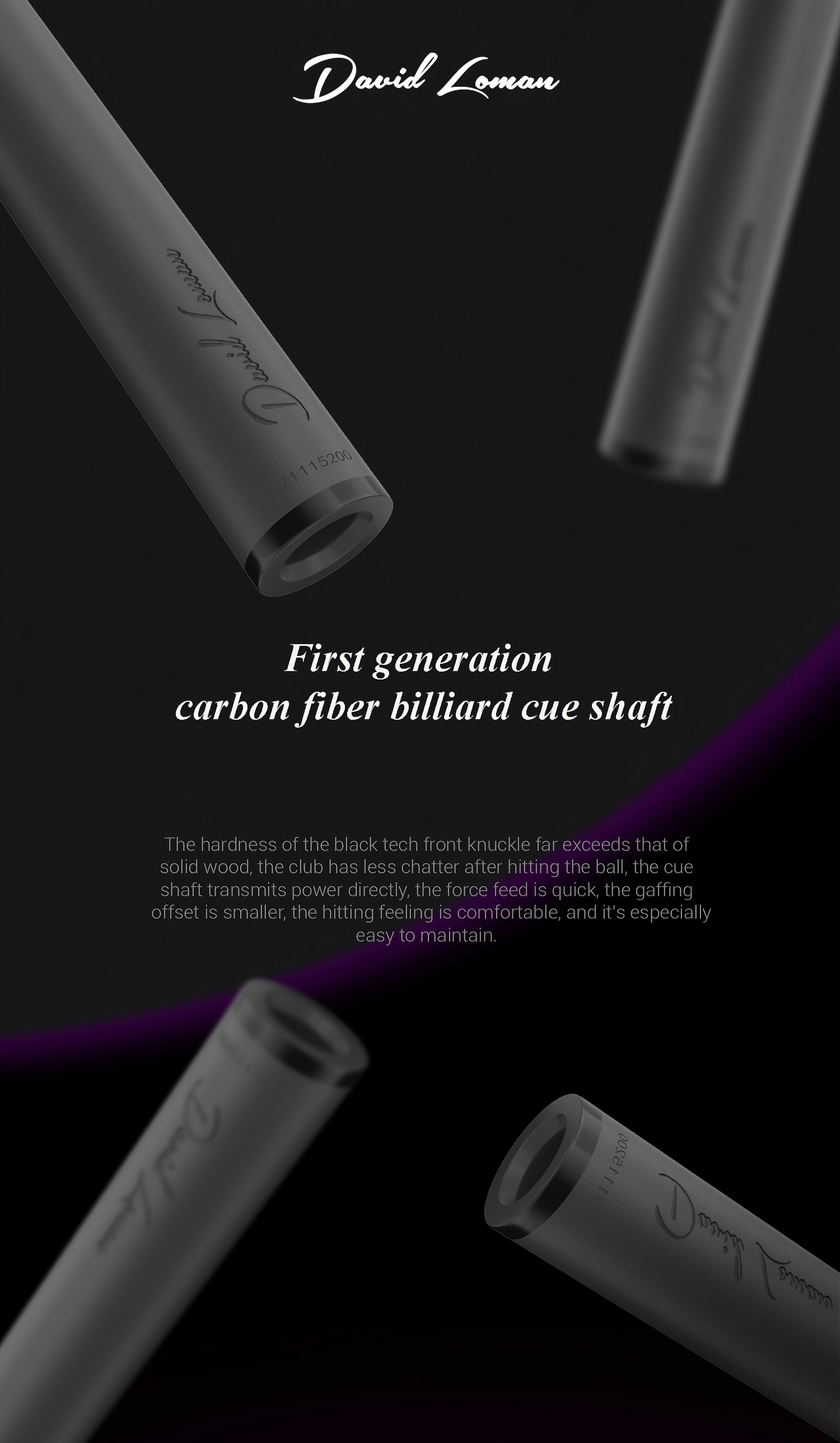 David Loman First-generation version Play/Hit cue Shaft Carbon Fiber Pool Cue Shaft