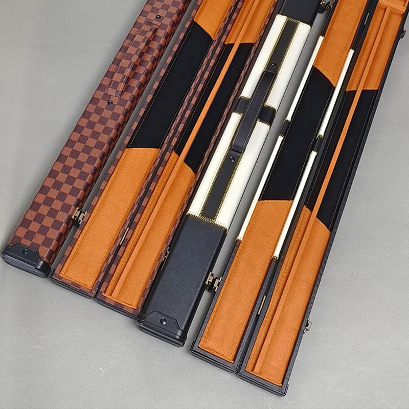 1/2 Billiards Cue Box High Quality Exquisite Craftsmanship Coffee Plaid Style