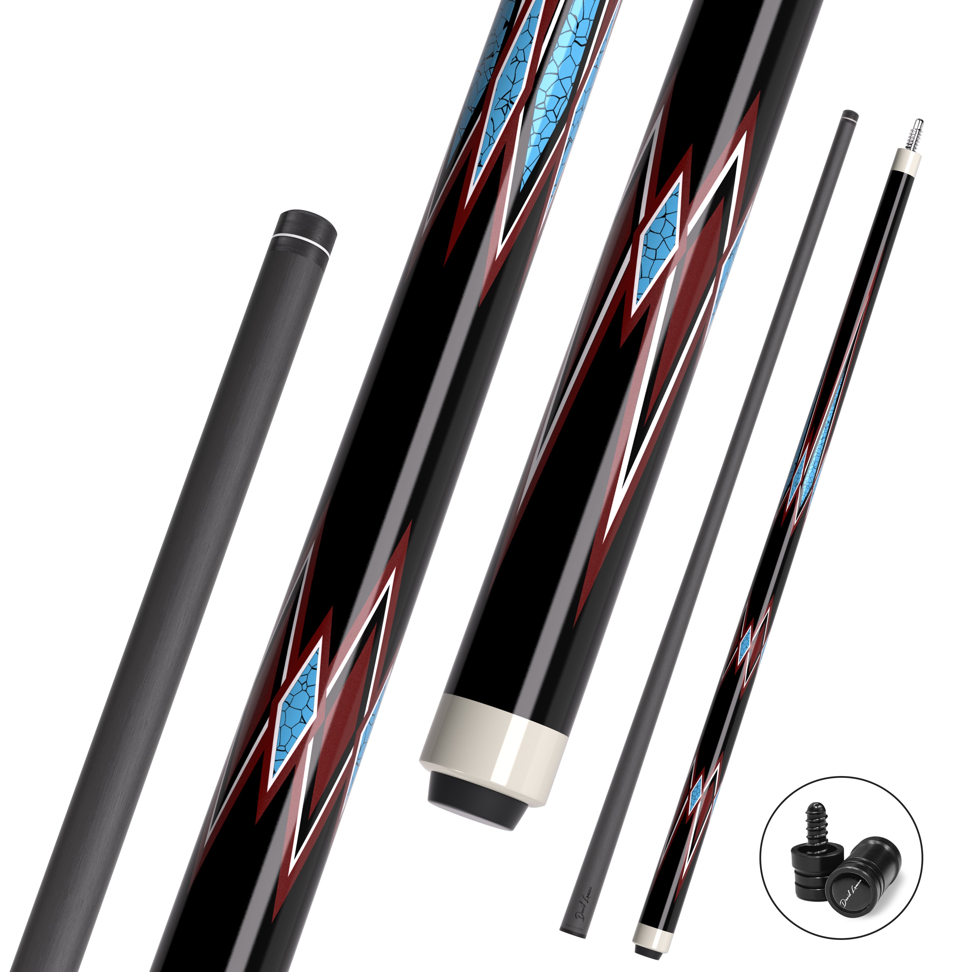DAVID LOMAN Carbon Fiber Pool Cue 58 inches ,3/8 * 8-Pin Joint
