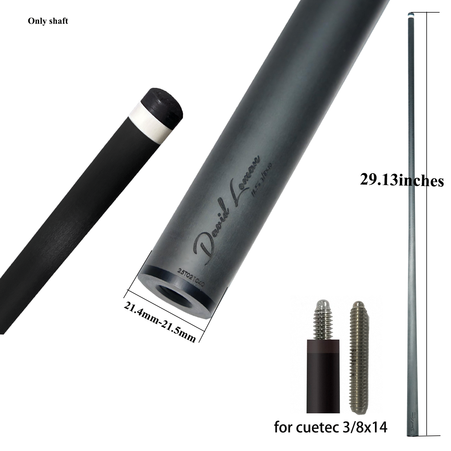 David Loman PRO Version Carbon Fiber Professional billiards cue shaft acceleration taper juma ferrule With silencing foam