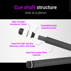 DAVID LOMAN - 29.13" /Radial Wavy 3/8-10 3/8-11 3/8-14 Uni-Loc 5/16-18 Carbon Fiber Pool Cue Shaft, Low Deflection Cue Stick Shaft,Professional Cue Stick Shaft