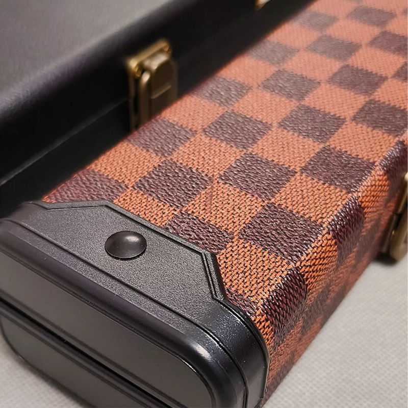 1/2 Billiards Cue Box High Quality Exquisite Craftsmanship Coffee Plaid Style