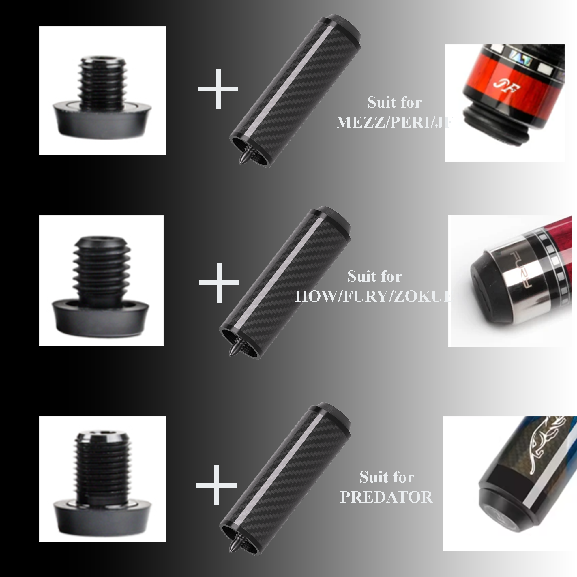 David Loman Carbon fiber cue extension, cue extension, accessory extender Suitable for all brands