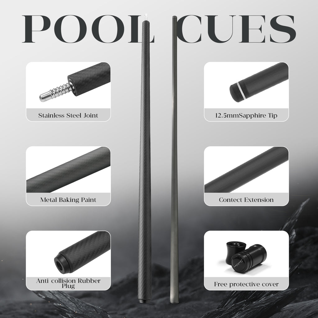 David Loman Billiard Cue 100 % Carbon Fiber Pool Cue stick 58 inches,11.5mm/12.5mm Pen Tip Professional carbon fiber Billard cue