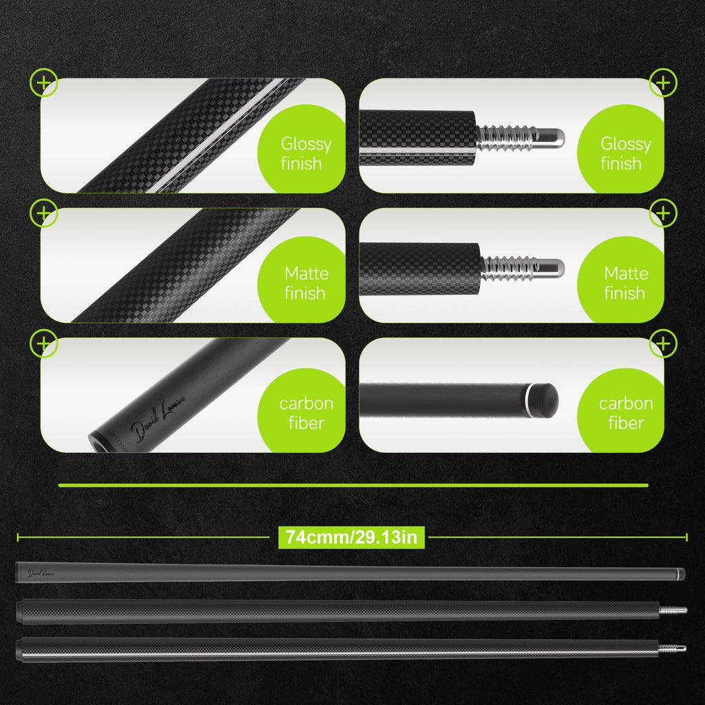 DAVID LOMAN 3k weave carbon fiber pool cue  12.5mm 19.5oz