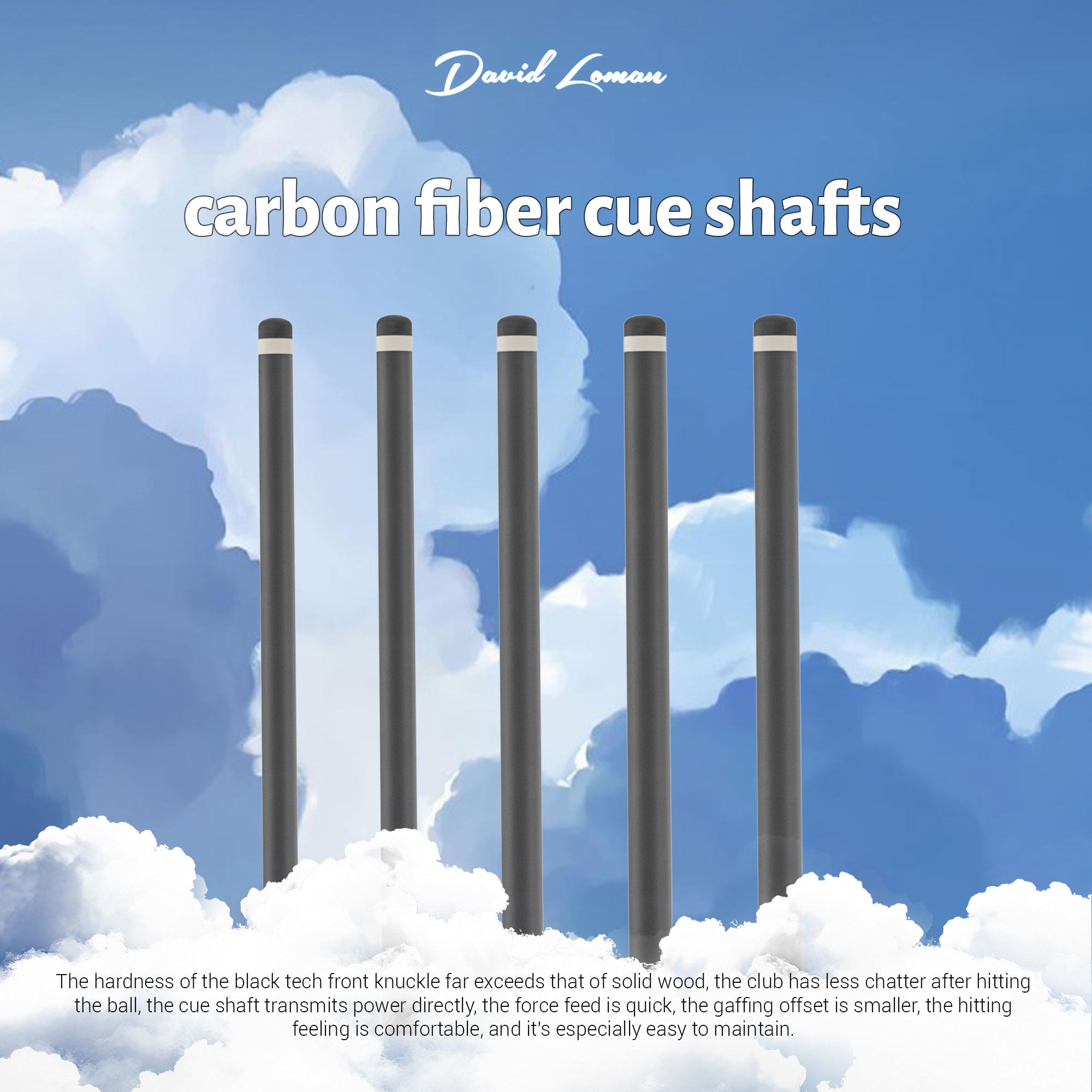 David Loman PRO Version Carbon Fiber cue shaft  Professional billiards cue shaft acceleration taper juma ferrule 10.5mm/11.5mm/11.8mm/12.5mm/12.9mm