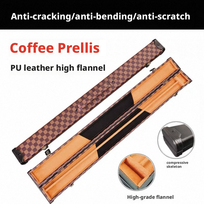1/2 Billiards Cue Box High Quality Exquisite Craftsmanship Coffee Plaid Style