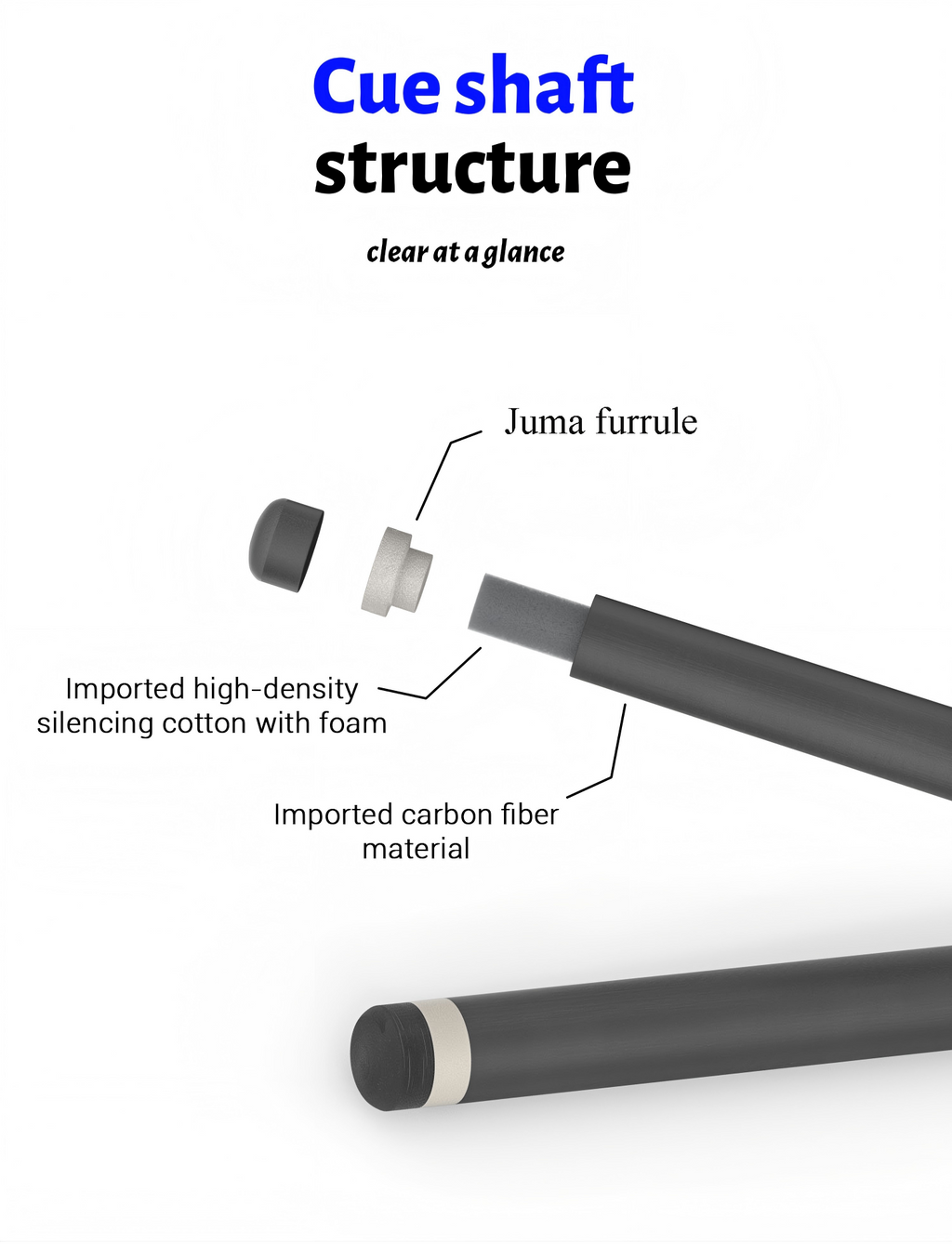 David Loman PRO Version Carbon Fiber Professional billiards cue shaft acceleration taper juma ferrule With silencing foam