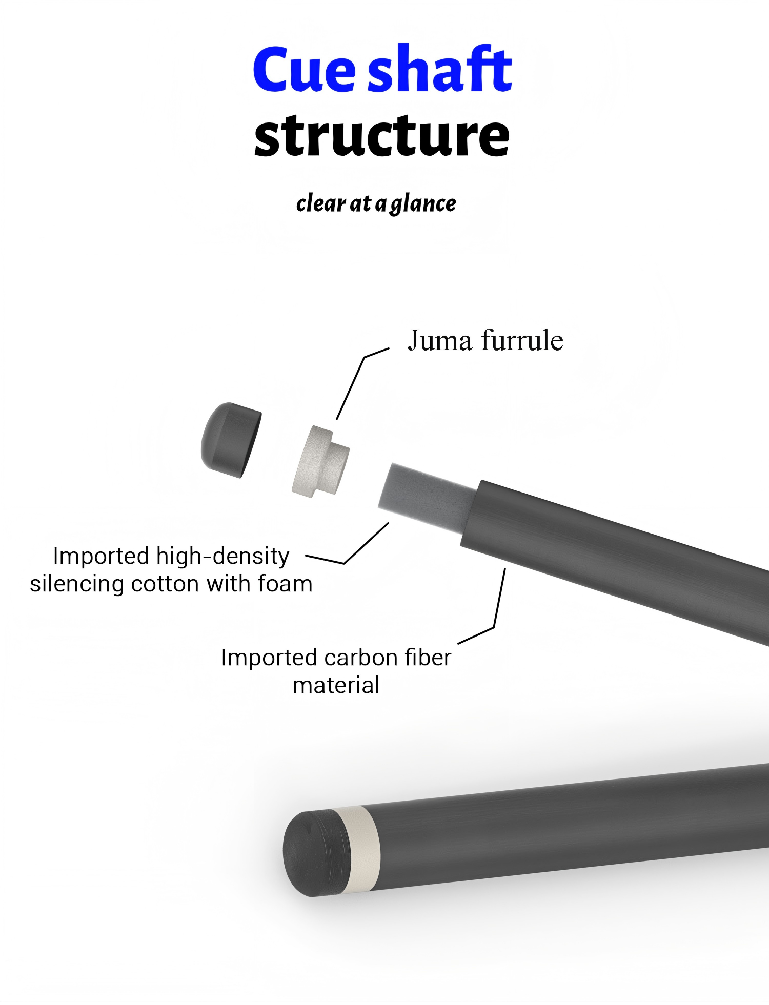 David Loman PRO Version Carbon Fiber Professional billiards cue shaft acceleration taper juma ferrule With silencing foam