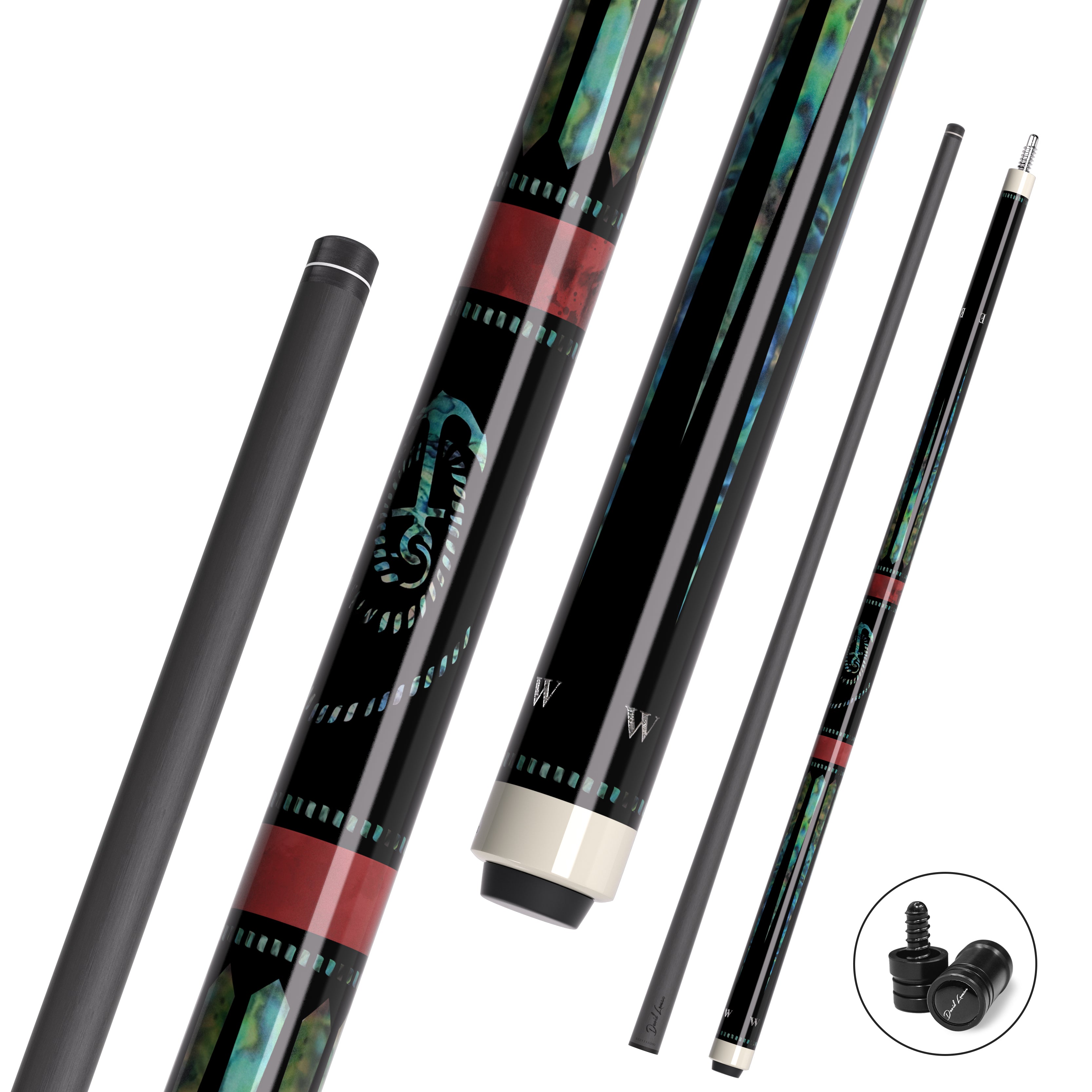 DAVID LOMAN Carbon Fiber Pool Cue 58 inches ,3/8 * 8-Pin Joint 11.5mm、12.5mm，19oz/19.5oz