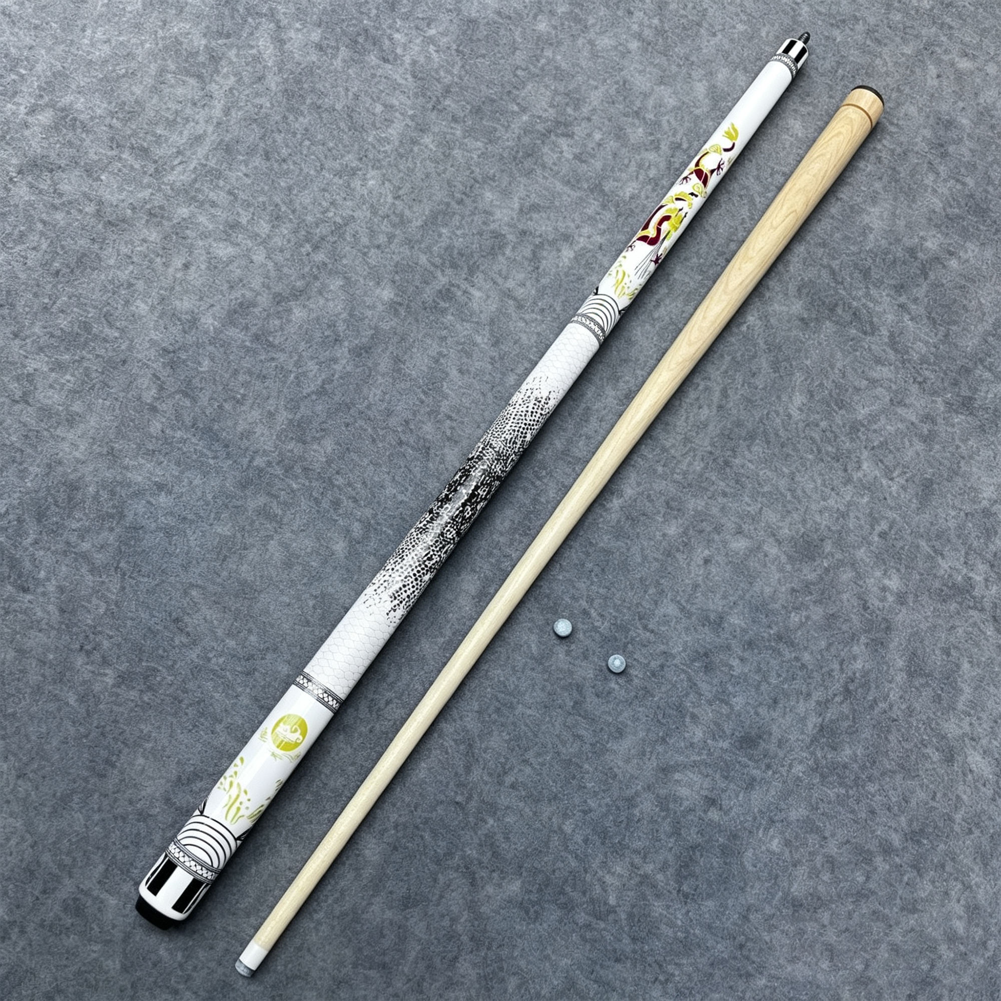 White Dragon 2-Piece Maple Pool Cue Stick
