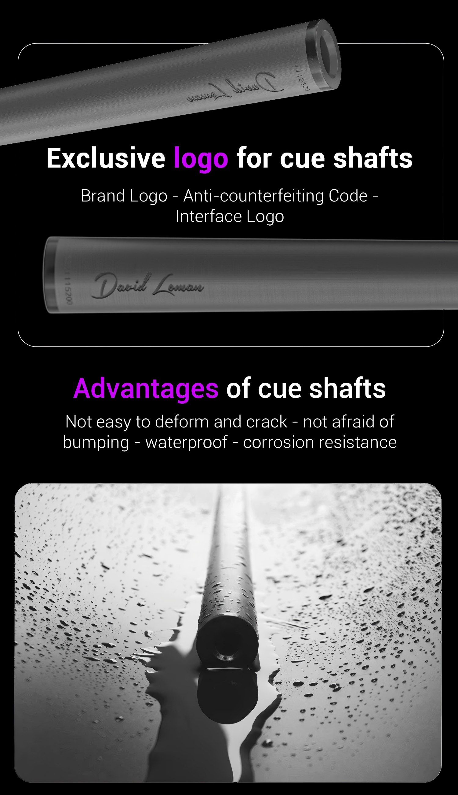 David Loman First-generation version Play/Hit cue Shaft Carbon Fiber Pool Cue Shaft