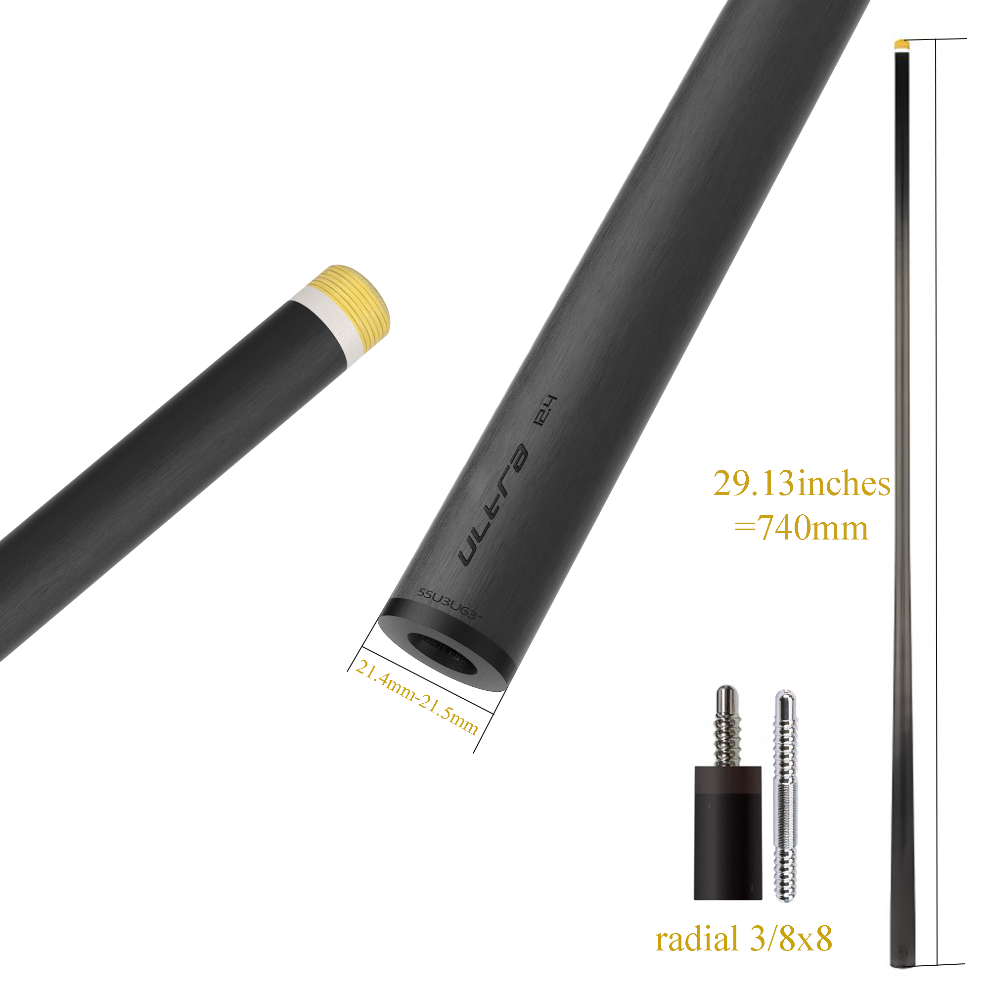 David Loman Ultra Version Carbon Fiber billiard cue shaft Acceleration taper Design for the competition Premium Orange Gift Box