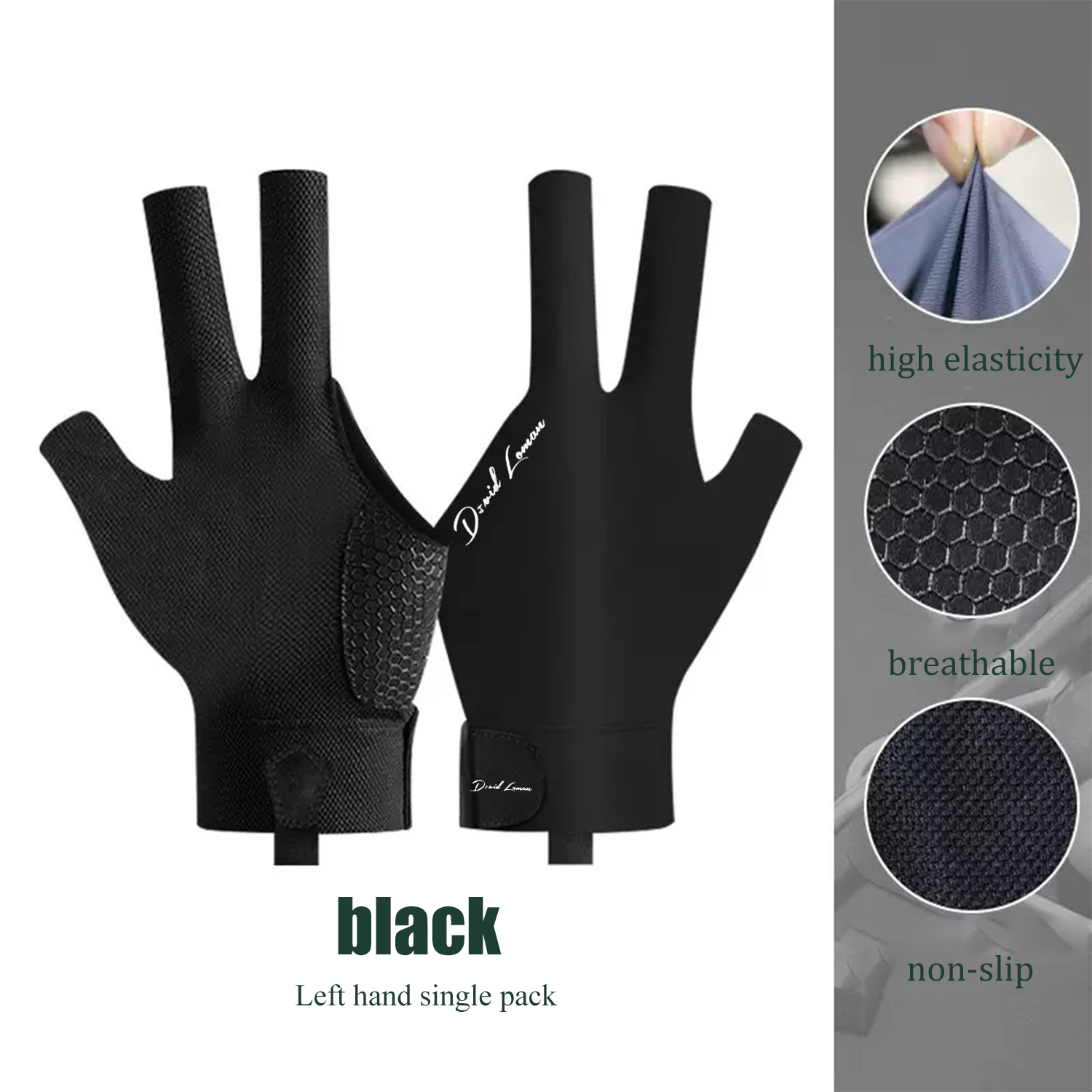 David Loman Professional billiards cue gloves Anti slip sweat Absorbing Breathable pool cue glove