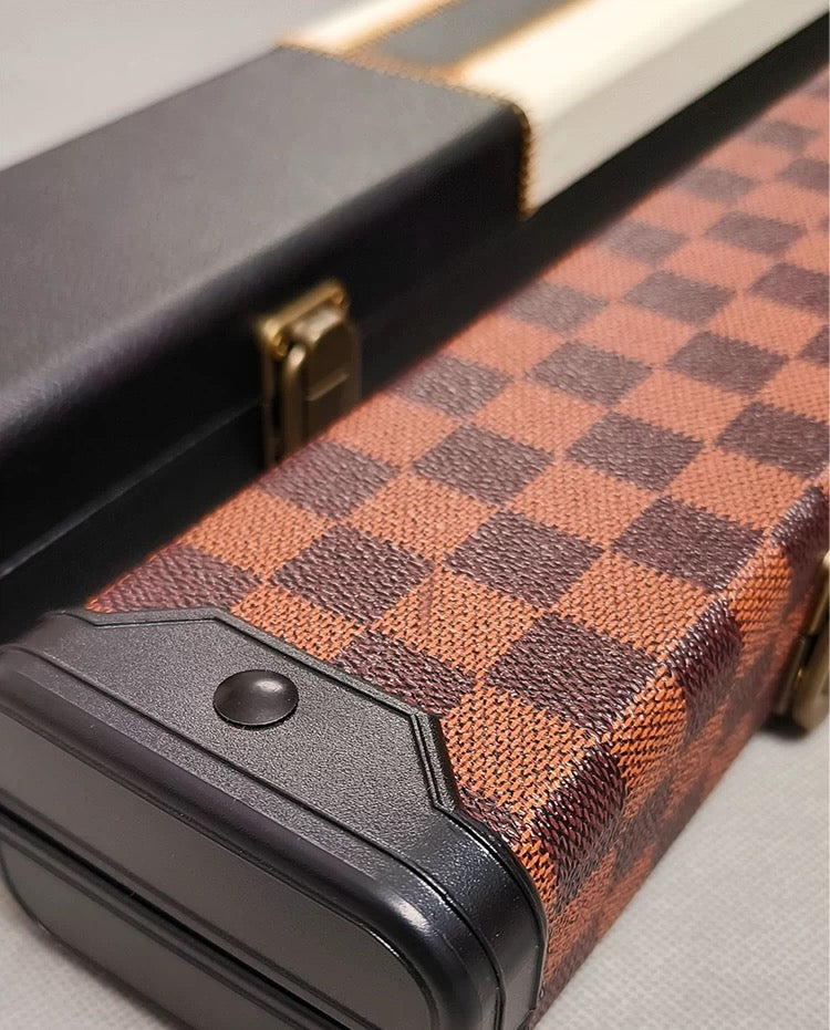 1/2 Billiards Cue Box High Quality Exquisite Craftsmanship Coffee Plaid Style
