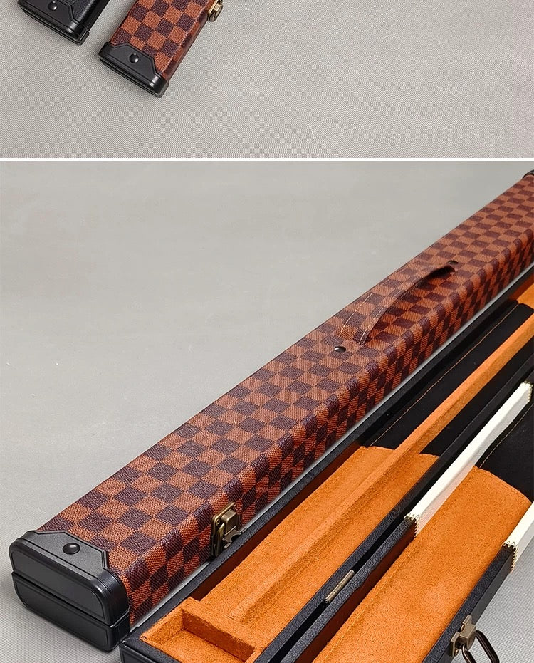 1/2 Billiards Cue Box High Quality Exquisite Craftsmanship Coffee Plaid Style