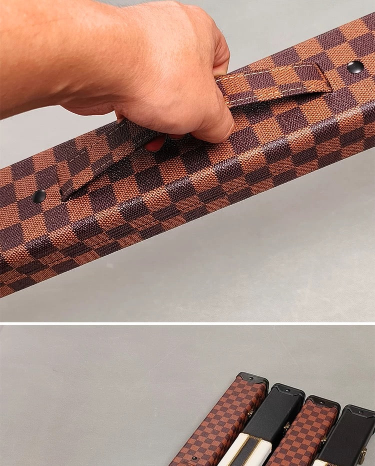 1/2 Billiards Cue Box High Quality Exquisite Craftsmanship Coffee Plaid Style