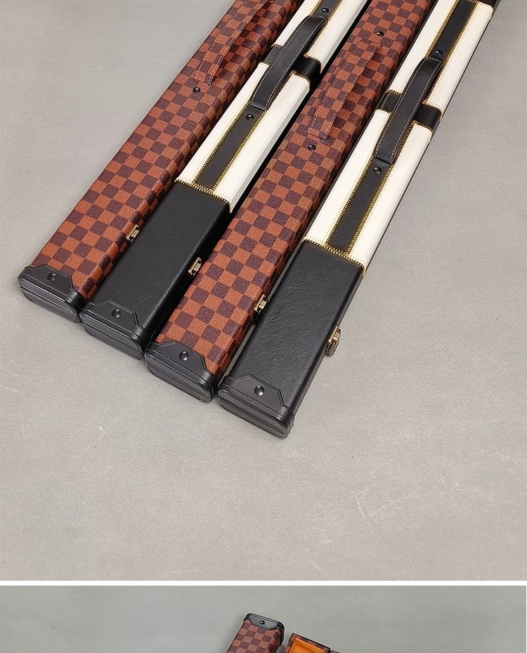 1/2 Billiards Cue Box High Quality Exquisite Craftsmanship Coffee Plaid Style